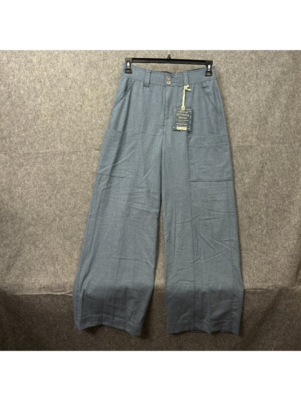 Democracy Ab Solution Skyrise Double Button Wide Leg Pants Women's Sz 6 Blue NWT